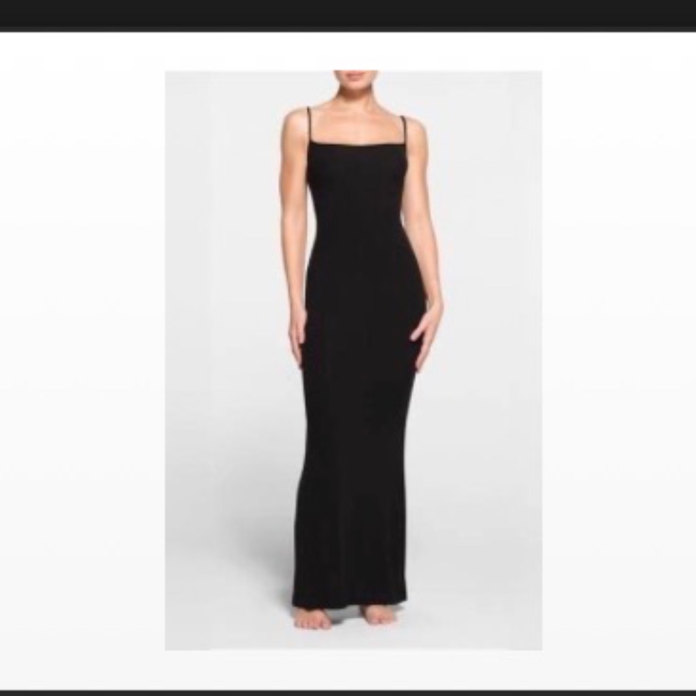 SOFT LOUNGE PETITE LONG SLIP DRESS | ONYX / XXSP - Picture 3 of 3